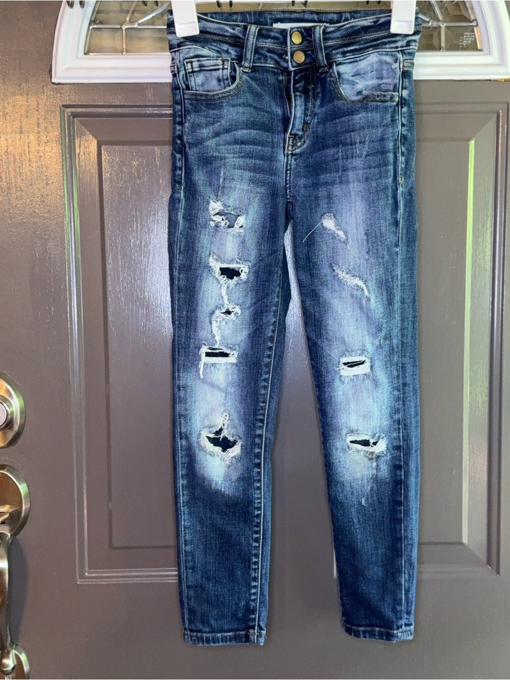 Women's Distressed High-Rise Skinny Jeans - Blue Wash